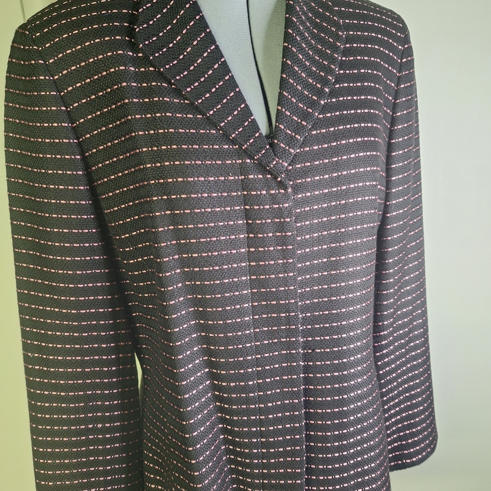 Doncaster Black and Pink Silk Striped Blazer Size 10